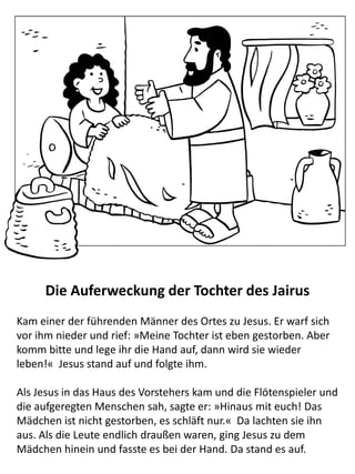 Jesus erstes Wunder in der Öffentlichkeit, er verwandelte
Wasser in Wein
Danach ging Jesus nach Kana, einer Stadt im Bezirk von Galiläa,
zu einer Hochzeitsfeier. Seine Mutter, Maria, war auch dort. Der
Gastgeber hatte aber nicht mehr genug Wein für alle. Es war
eine peinliche Situation für den Gastgeber. Und so agierte Maria
im Namen des Gastgebers. Sie erzählte Jesus von dem Problem.
Jesus verwandelte dann auf wundersame Weise für die
Hochzeitsgäste sechs große Tonkrüge voller Wasser in Wein.
 