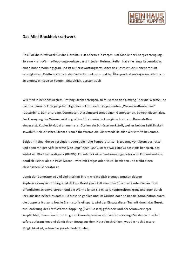 Das Mini Blockkraftwerk