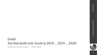20.09.2018JanVonde,intrandaGmbH
1
Goobi
Das Rad dreht sich: Goobi in 2018 … 2019 … 2020!
Goobi Anwendertreffen - 20.09.2018
 