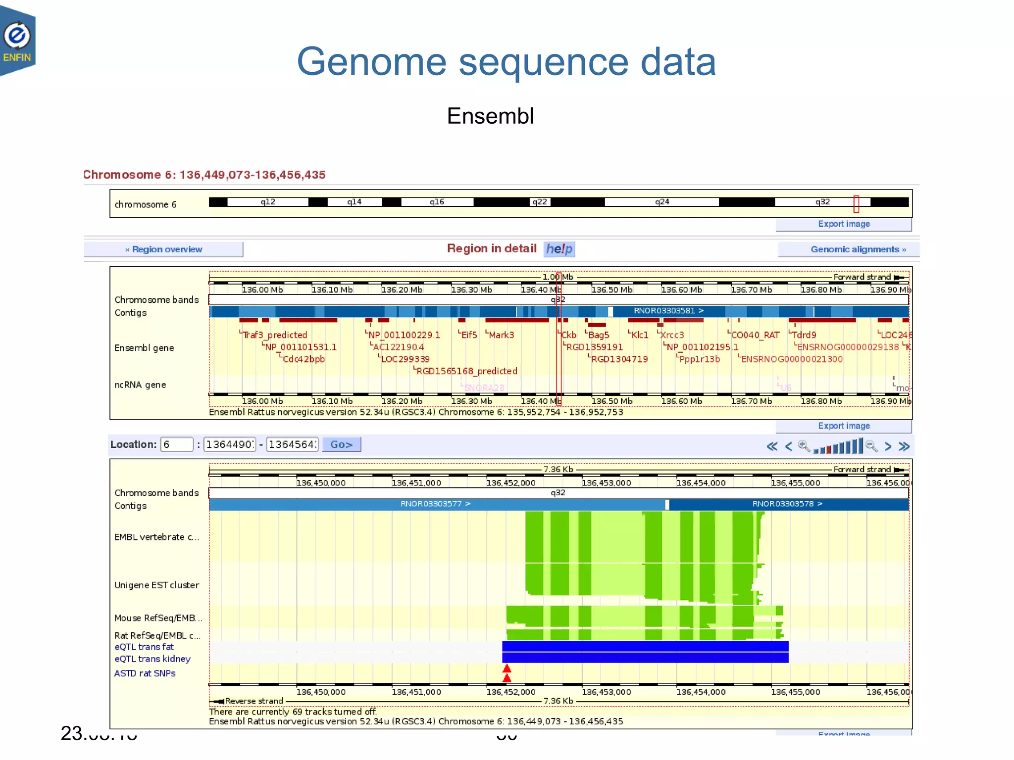 23.08.18 30
Genome sequence data
Ensembl
 