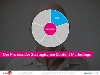 copyright Scompler GmbH (alle Rechte vorbehalten) 141
Der Prozess des Strategischen Content Marketings
Plan
Strategie
Sonntag, 24. April 2016
 