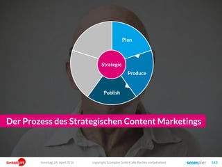 copyright Scompler GmbH (alle Rechte vorbehalten) 143
Der Prozess des Strategischen Content Marketings
Plan
Produce
Publish
Strategie
Sonntag, 24. April 2016
 
