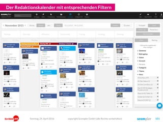 Der Redaktionskalender mit entsprechenden Filtern
copyright Scompler GmbH (alle Rechte vorbehalten) 151Sonntag, 24. April 2016
 