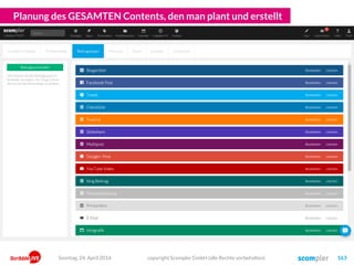 Planung des GESAMTEN Contents, den man plant und erstellt
copyright Scompler GmbH (alle Rechte vorbehalten) 163Sonntag, 24. April 2016
 