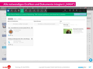 Alle notwendigen Grafiken und Dokumente integiert („MAM“)
copyright Scompler GmbH (alle Rechte vorbehalten) 167Sonntag, 24. April 2016
 