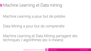 tech.days 2015#mstechdaysDémystification du machine learning
 