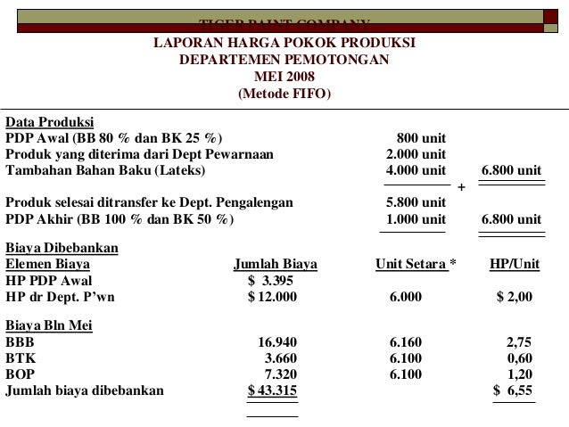 Contoh Soal Metode Harga Pokok Pesanan 2 Departemen Berbagai Contoh