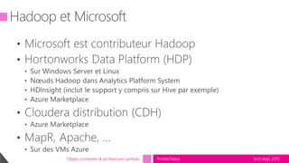 tech.days 2015#mstechdaysObjets connectés & architecture Lambda
Hadoop et Microsoft
 