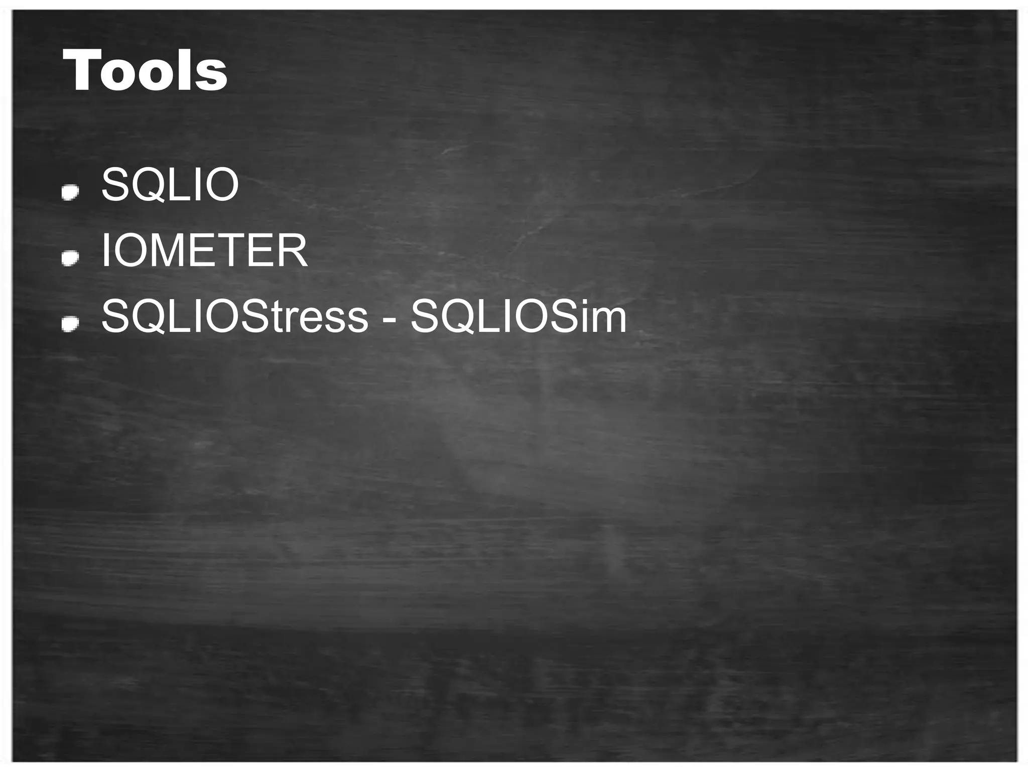 Paul S. Randal SQLskills.comhttp://www.sqlskills.com/BLOGS/PAUL/category/Benchmarking.aspxBenchmarking-Introducing-SSDs-part 1 , 2 and 3