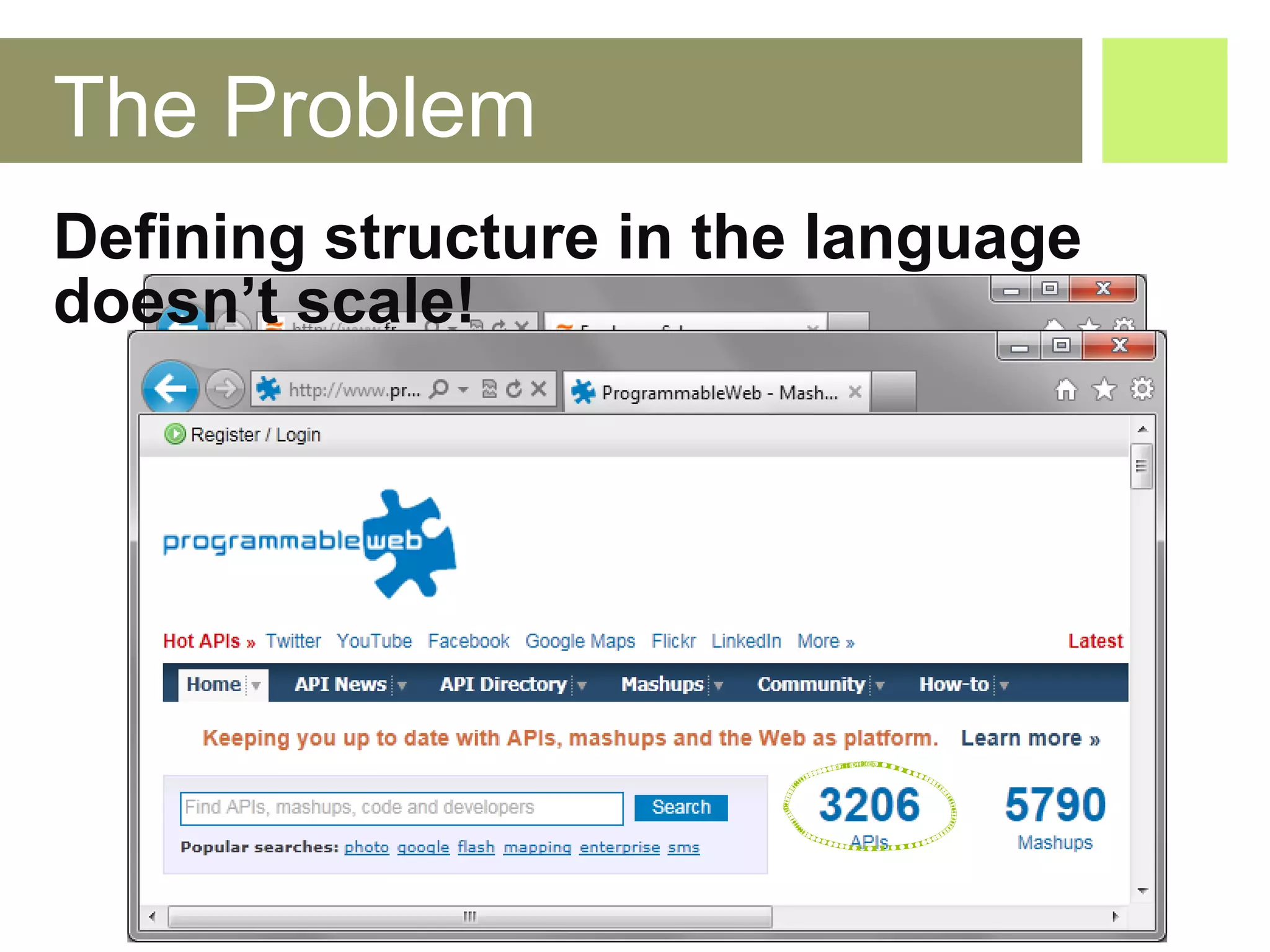 The Problem Defining structure in the language doesn’t scale! 