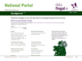 National Portal 
Fingal County Council data.fingal.ie 
@fingalopendata 31 
http://localgov.ie 
 