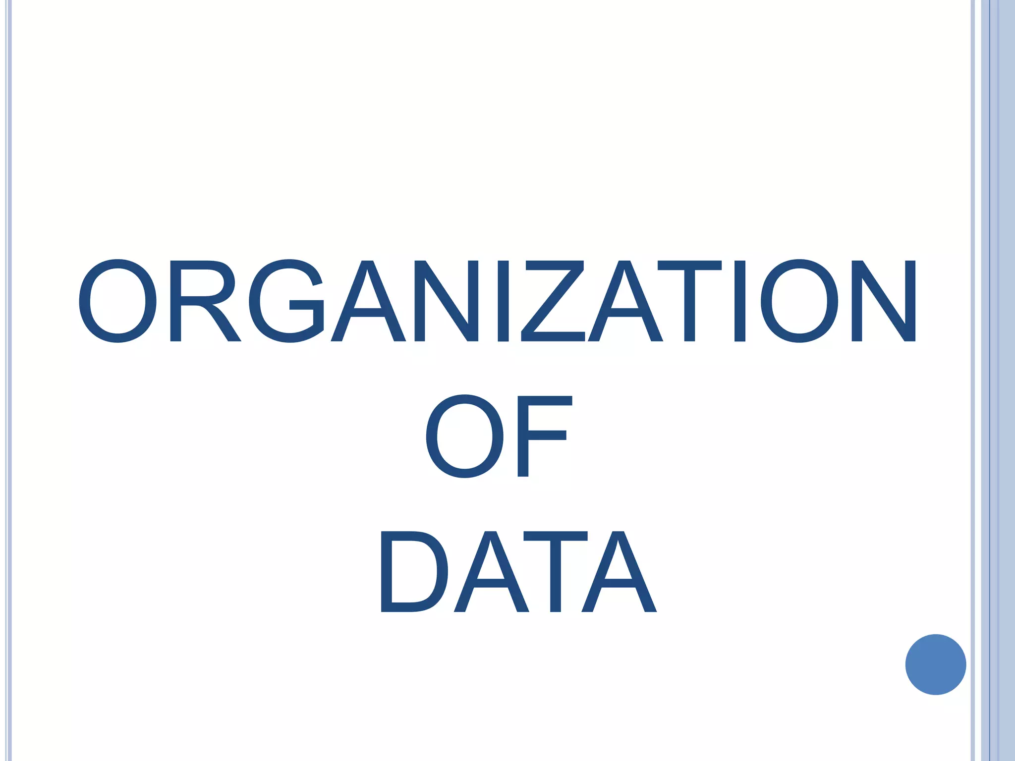 ORGANIZATION
OF
DATA
 