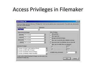 Access Privileges in Filemaker

 