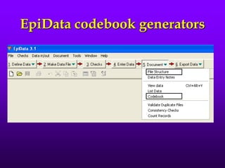 EpiData codebook generators
 