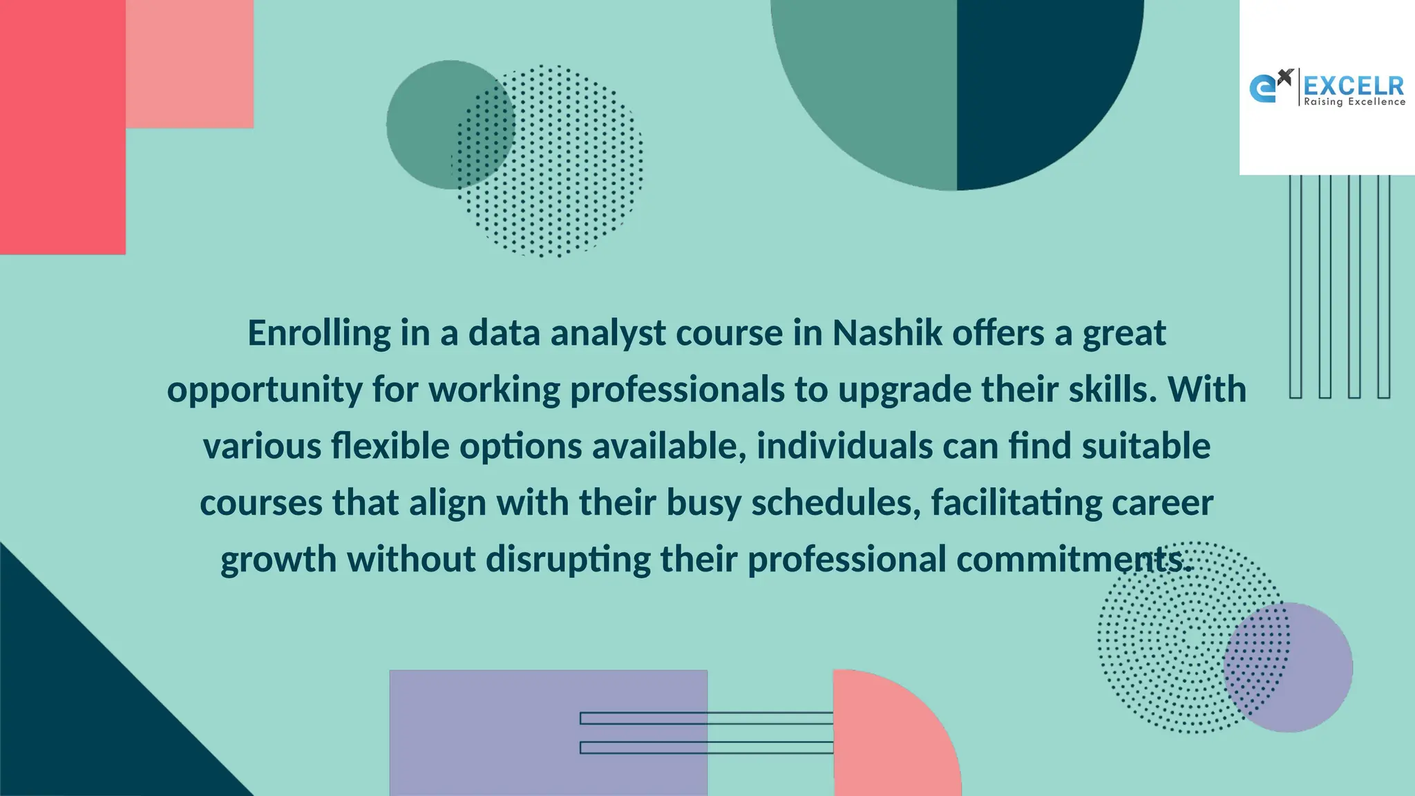 Enrolling in a data analyst course in Nashik offers a great
opportunity for working professionals to upgrade their skills. With
various flexible options available, individuals can find suitable
courses that align with their busy schedules, facilitating career
growth without disrupting their professional commitments.
 