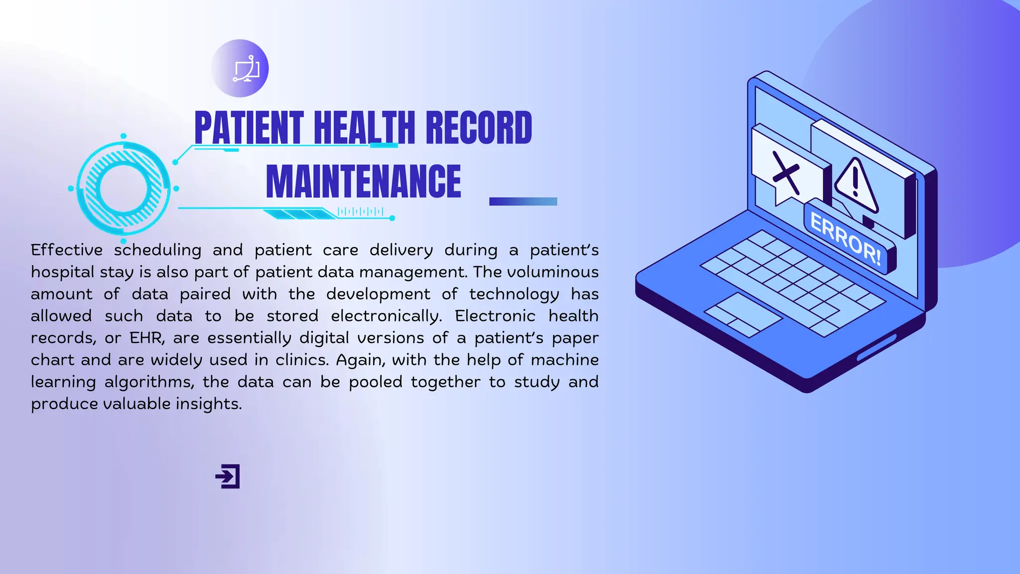PATIENT HEALTH RECORD
MAINTENANCE
 