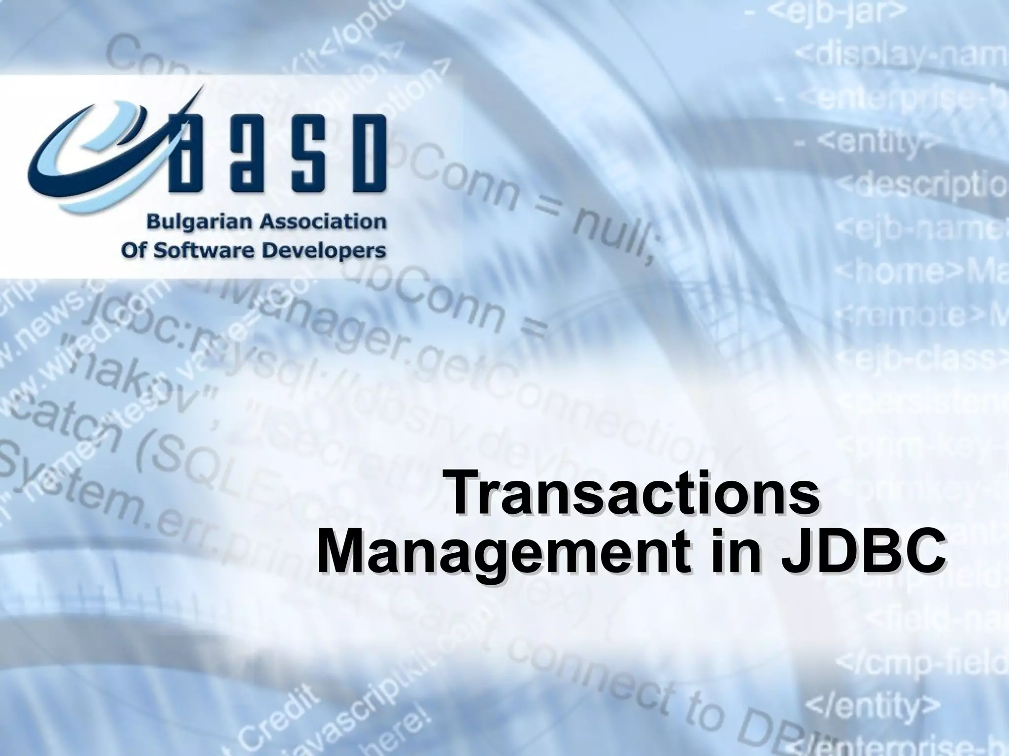 Transactions Management in JDBC 