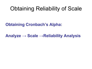 Data Analysis With Spss - Reliability | PPT