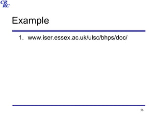 Example www.iser.essex.ac.uk/ulsc/bhps/doc/ 