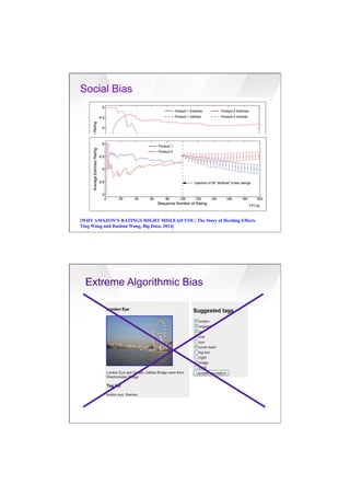 7/20/16
15
[WHY AMAZON’S RATINGS MIGHT MISLEAD YOU; The Story of Herding Effects
Ting Wang and Dashun Wang, Big Data, 2014]
Social Bias
Extreme Algorithmic Bias
 