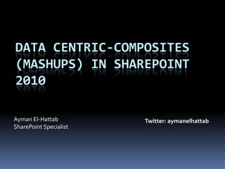 Data Centric-Composites (Mashups) in Sharepoint 2010 Ayman El-Hattab SharePoint Specialist Twitter: aymanelhattab 