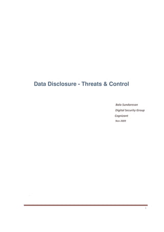 Data Disclosure - Threats & Control
 