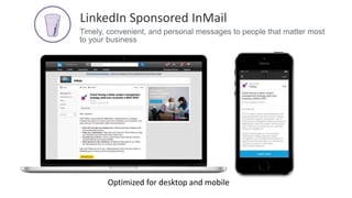 Timely, convenient, and personal messages to people that matter most
to your business
LinkedIn Sponsored InMail
Optimized ...