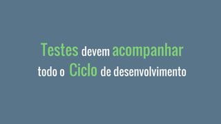 Testes devem acompanhar
todo o Ciclo de desenvolvimento
 