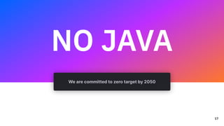 Quix
/
Data
Natives
2022
NO JAVA
We are committed to zero target by 2050
17
 