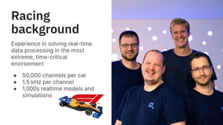 Quix
/
Data
Natives
2022
Racing
background
Experience in solving real-time
data processing in the most
extreme, time-criti...