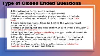 Type of Closed Ended Questions