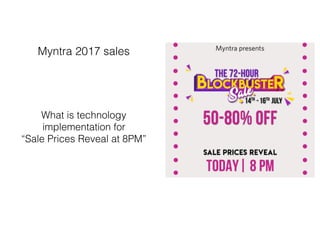 What is technology
implementation for
“Sale Prices Reveal at 8PM”
Myntra 2017 sales
 