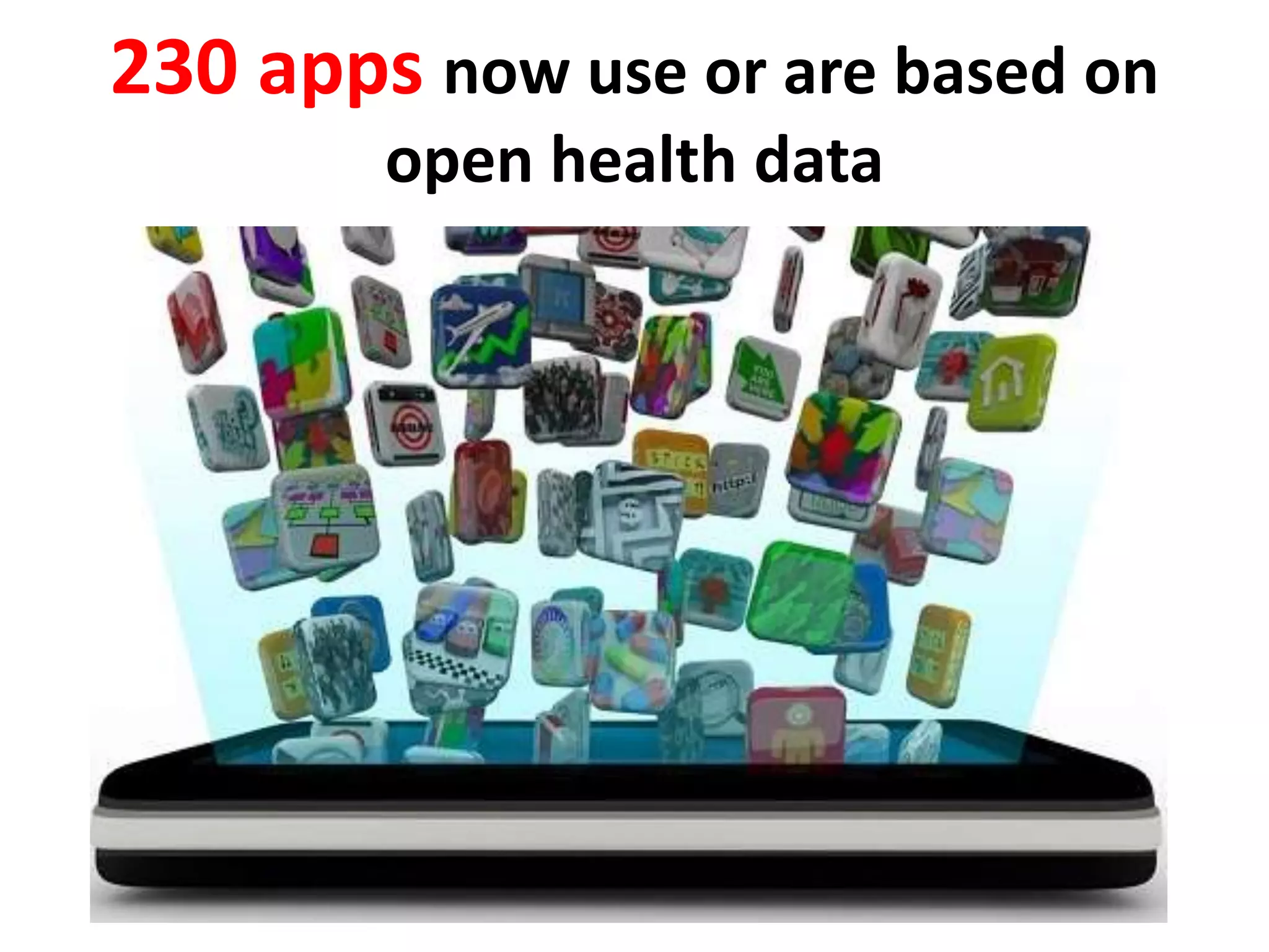 230 apps now use or are based on
        open health data
 