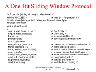 A One-Bit Sliding Window Protocol
Continued 
Dr.T.Thendral, Assistant Professor,
SRCW
 