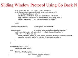 Sliding Window Protocol Using Go Back N
Dr.T.Thendral, Assistant Professor,
SRCW
 