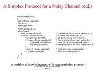 A Simplex Protocol for a Noisy Channel (ctd.)
A positive acknowledgement with retransmission protocol.
Dr.T.Thendral, Assistant Professor,
SRCW
 