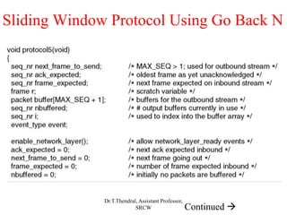 Sliding Window Protocol Using Go Back N
Continued 
Dr.T.Thendral, Assistant Professor,
SRCW
 