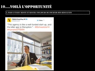 10.…VOILÀ L’OPPORTUNITÉ
I. MAIS L’ENJEU RESTE ET RESTRA TOUJOURS DE FOURNIR DES RESULTATS
 