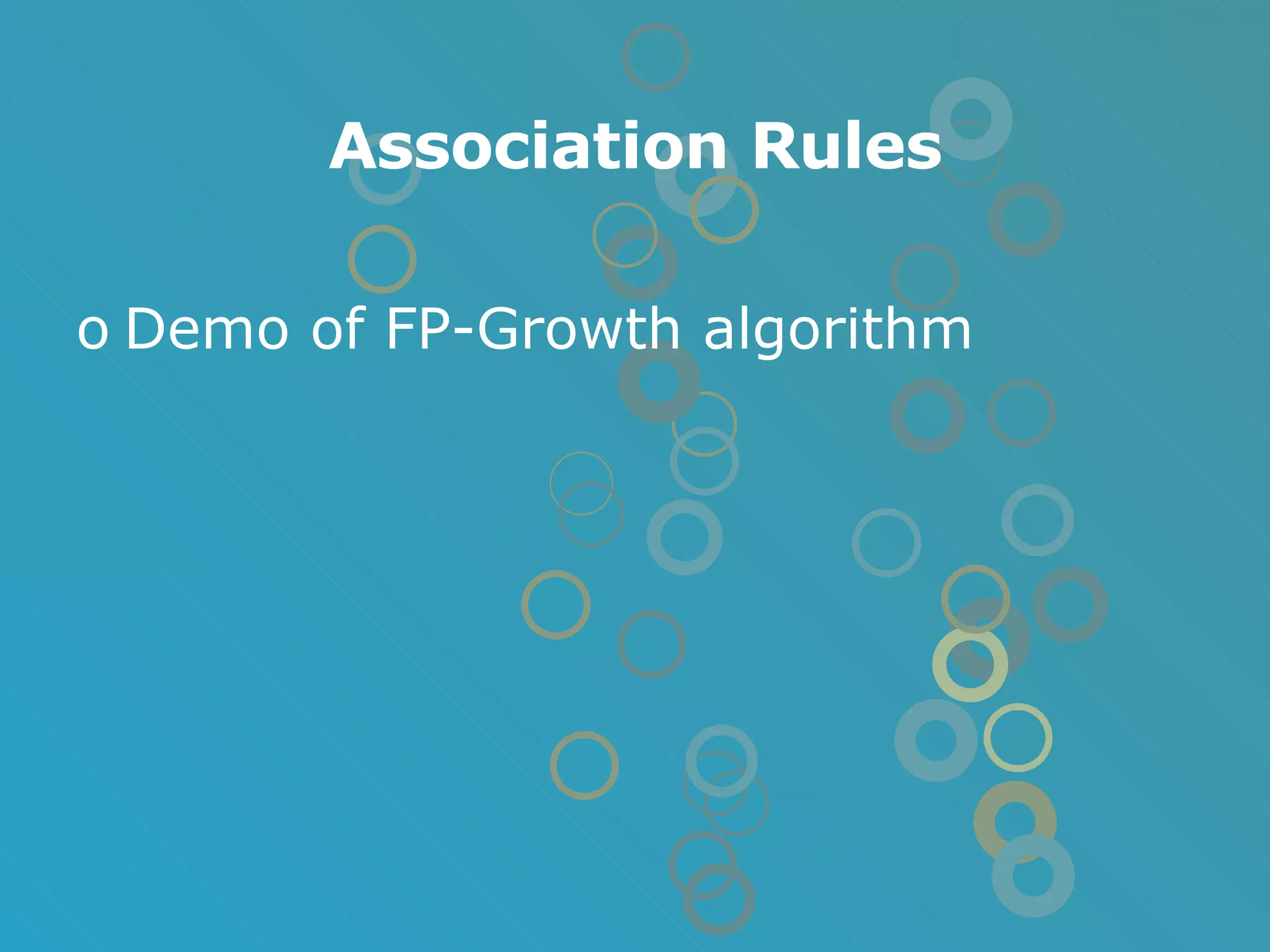 Association Rules Demo of FP-Growth algorithm 