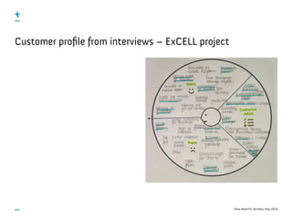 Data-Need Fit, ServDes, May 2016
Customer proﬁle from interviews – ExCELL project
 