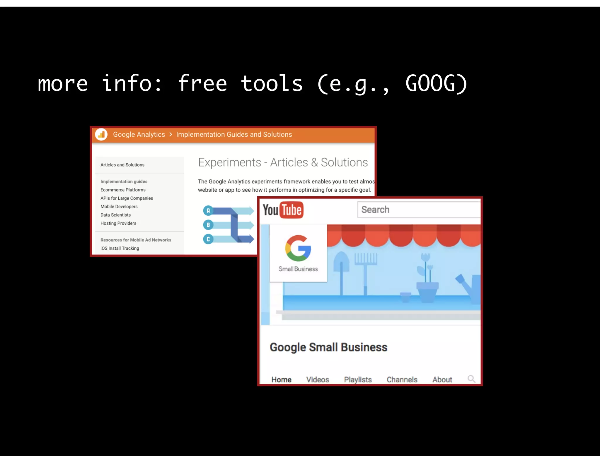 more info: free tools (e.g., GOOG)
 