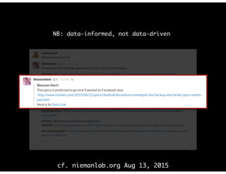 NB: data-informed, not data-driven
cf. niemanlab.org Aug 13, 2015
 