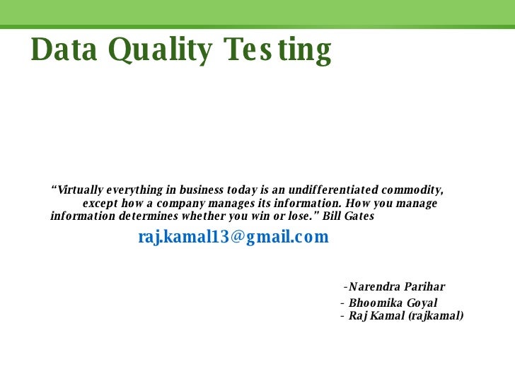 Data Quality Testing Generic (http://www.geektester.blogspot.com/)