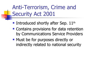 Data Retention in the UK | PPT