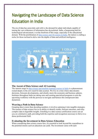 Navigating The Landscape Of Data Science Education In India Pdf Navigating The Landscape Of Data Science Education In India Pdf