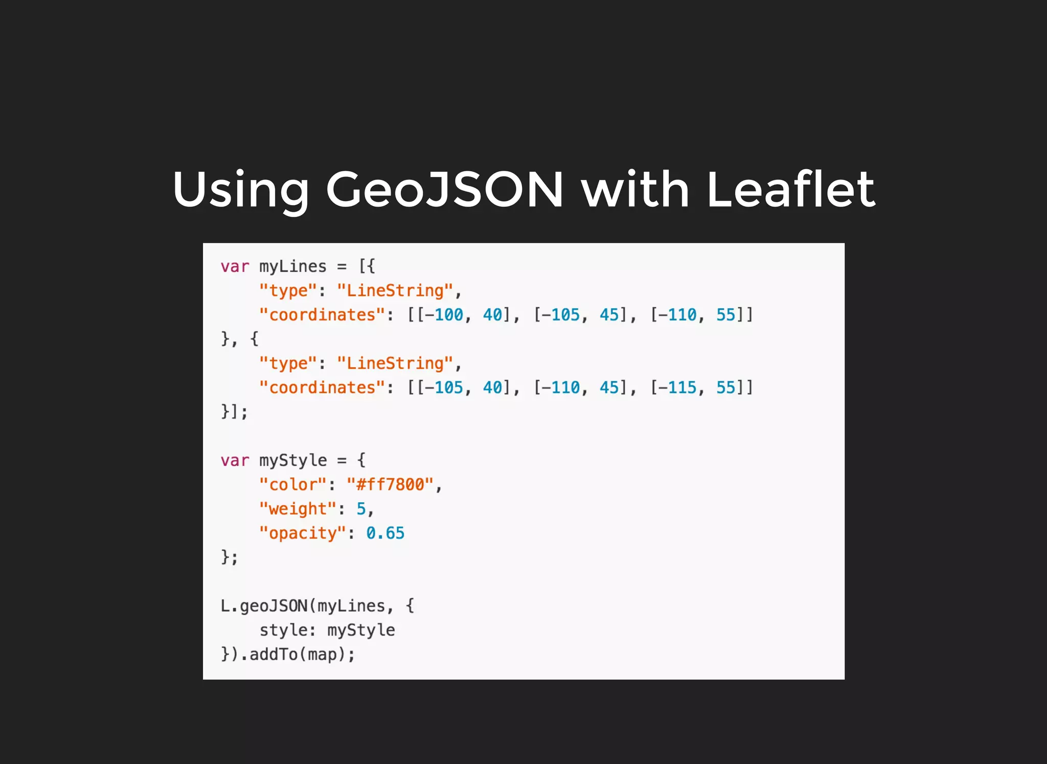 Using GeoJSON with Leaflet
 