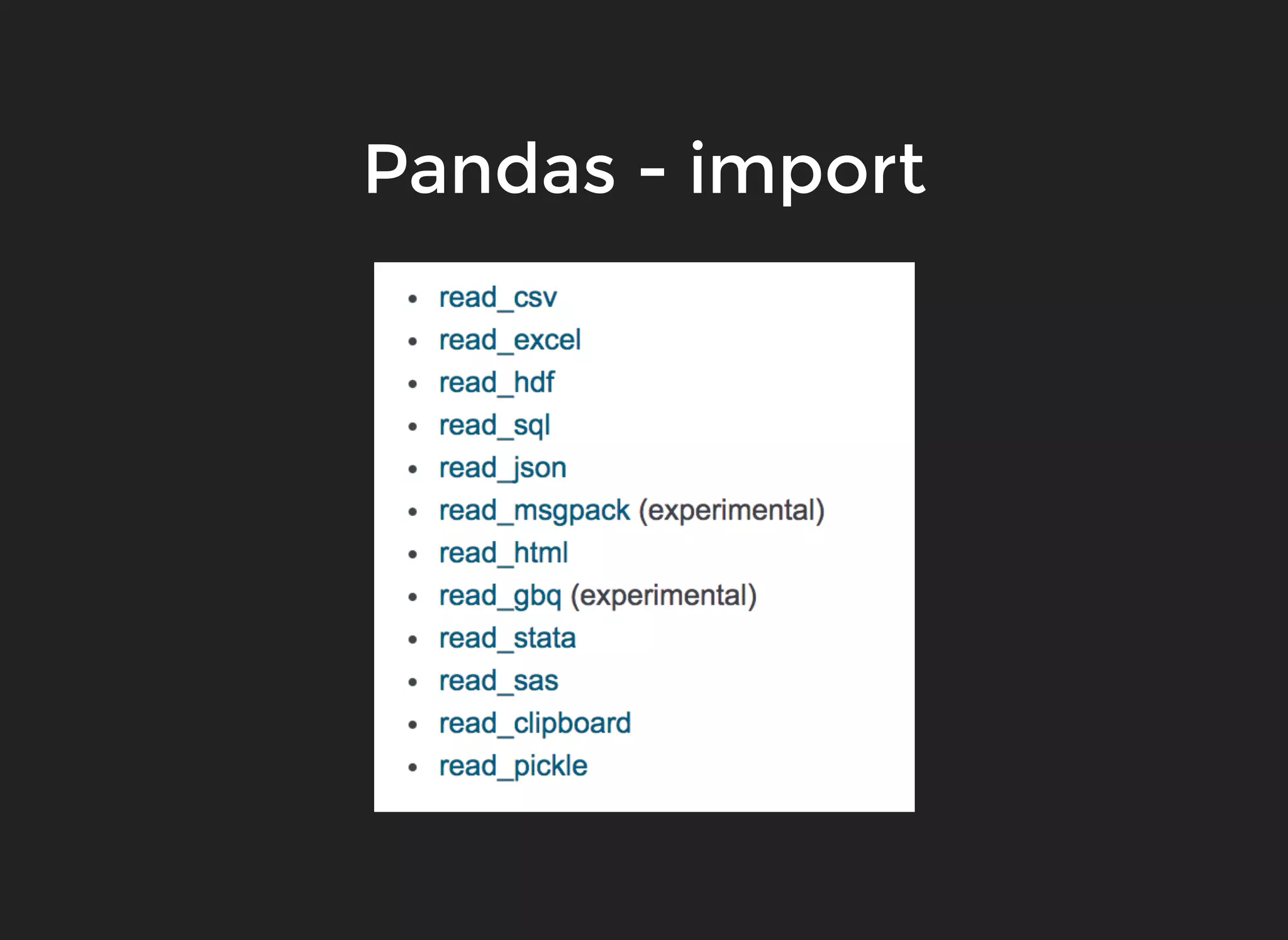 Pandas - import
 