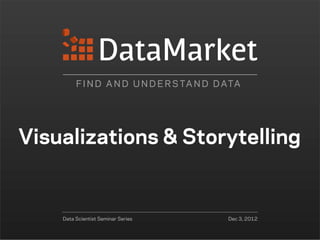 F I N D A N D U N D E R S TA N D D ATA




Visualizations & Storytelling


    Data Scientist Seminar Series           Dec 3, 2012
 