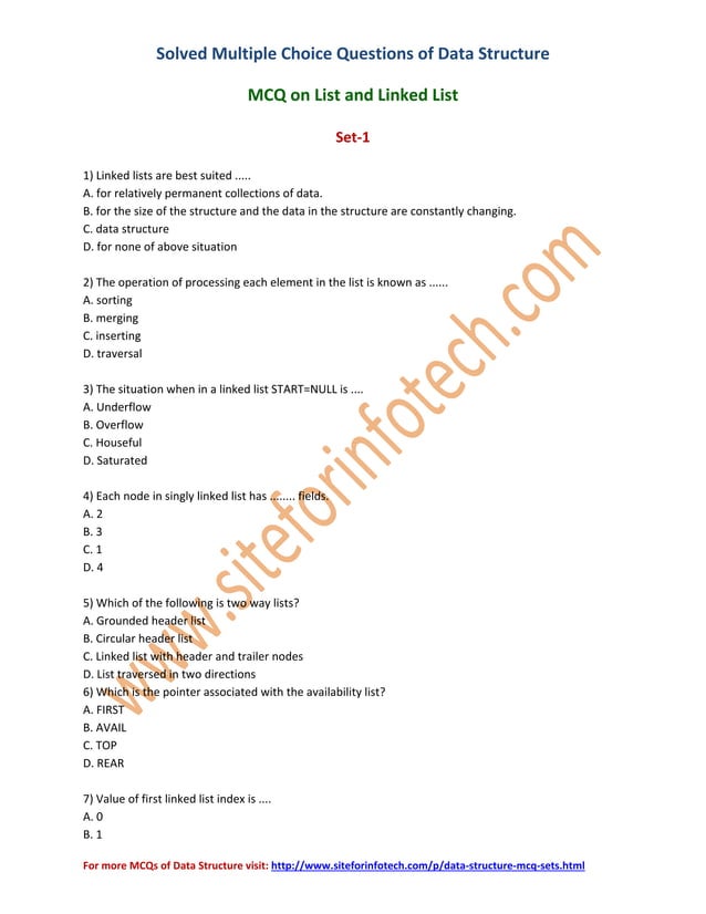 Data structure - mcqs | PDF