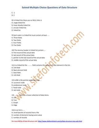 Data structure - mcqs | PDF